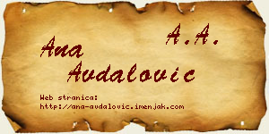 Ana Avdalović vizit kartica